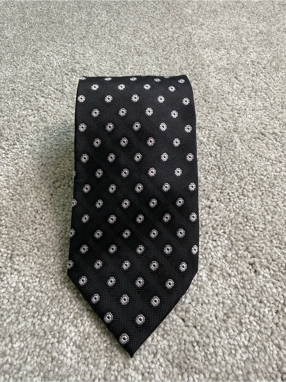Pronto Uomo Couture Men's Tie Black/White Geometric Woven Pointed Style